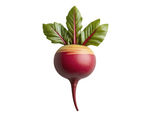 Vibrant 3D Beetroot with Green Leaves Isolated and Fresh