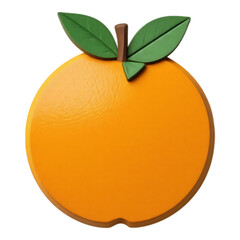 3D Cartoon Orange with Leaves