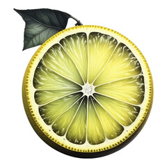 Vibrant Lemon Slice with Leaf Detail