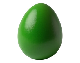 Glossy Green Easter Egg on Transparent Background