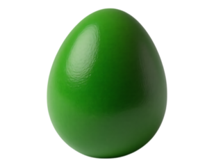 Glossy Green Easter Egg on Transparent Background