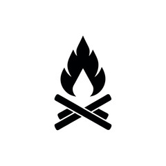 Campfire with Cross Logs Icon Vector Illustration