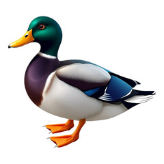 Male Mallard Duck in Detailed Illustration