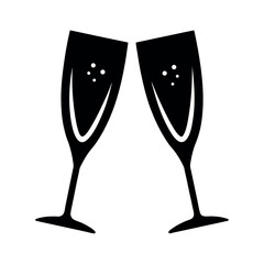 Champagne Glass Pair Icon Vector Illustration