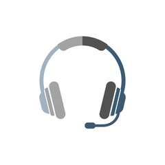 Stylized Vector Illustration of Modern Headphones with Integrated Microphone Flat Design.