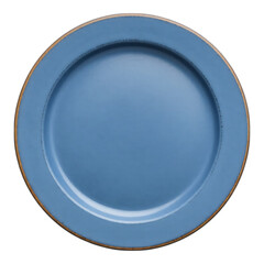 Blue ceramic plate with a gold rim, perfect for a stylish dining experience.
