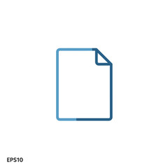 Twotone blue outline icon of a blank document with a folded corner minimalist style.