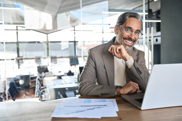 Successful mature lawyer, happy middle aged business man ceo executive, smiling older entrepreneur...