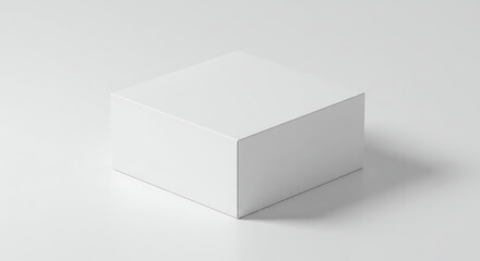 Minimalist white packaging box isolated with soft shadows