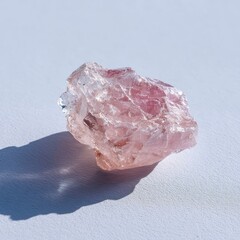 Raw pink crystal gemstone with unique texture and natural beauty