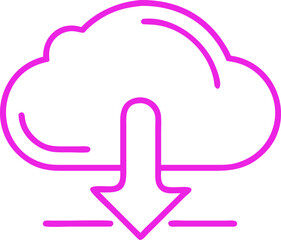 Obraz premium Pink cloud icon with a down arrow, cloud download symbol