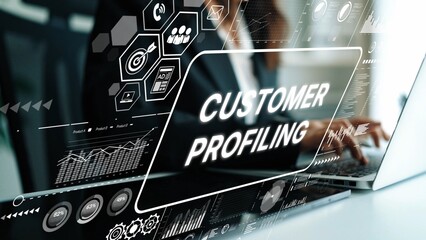 Professional Businessman Engaged in Customer Profiling with Digital Analytics and Data...
