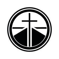 Obraz premium Cross Silhouette Inside Circle Icon Vector Illustration