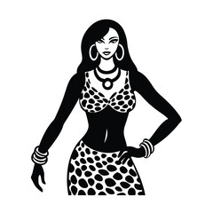 Woman in Leopard Print Loincloth with Bangles