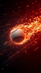 Fiery Dynamic Baseball at Fast Speed Athletic Tournament Softball Hardball Championship Sports League Competition Sport Game Black Blacdrop