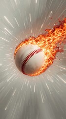 Fiery Dynamic Baseball at Fast Speed Athletic Tournament Softball Hardball Championship Sports League Competition Sport Game