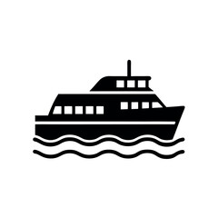 Obraz premium Ferry Boat on Ocean Icon Vector Illustration