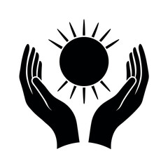 Hands Holding Light Orb Icon Vector Illustration