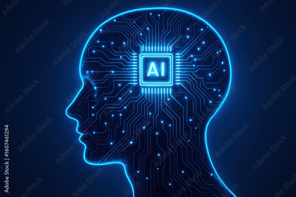 Poster digital ai mind: this image represents the essence of artificial intelligence through a stunning dig