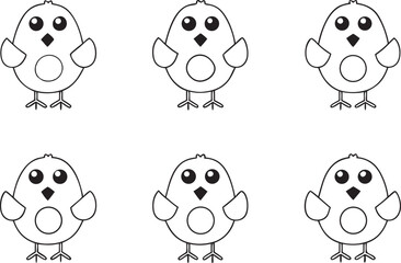 Fototapeta premium A Whimsical Gathering of Six Adorable Chick Illustrations Perfect for Springtime Festivities and Easter Themed Designs