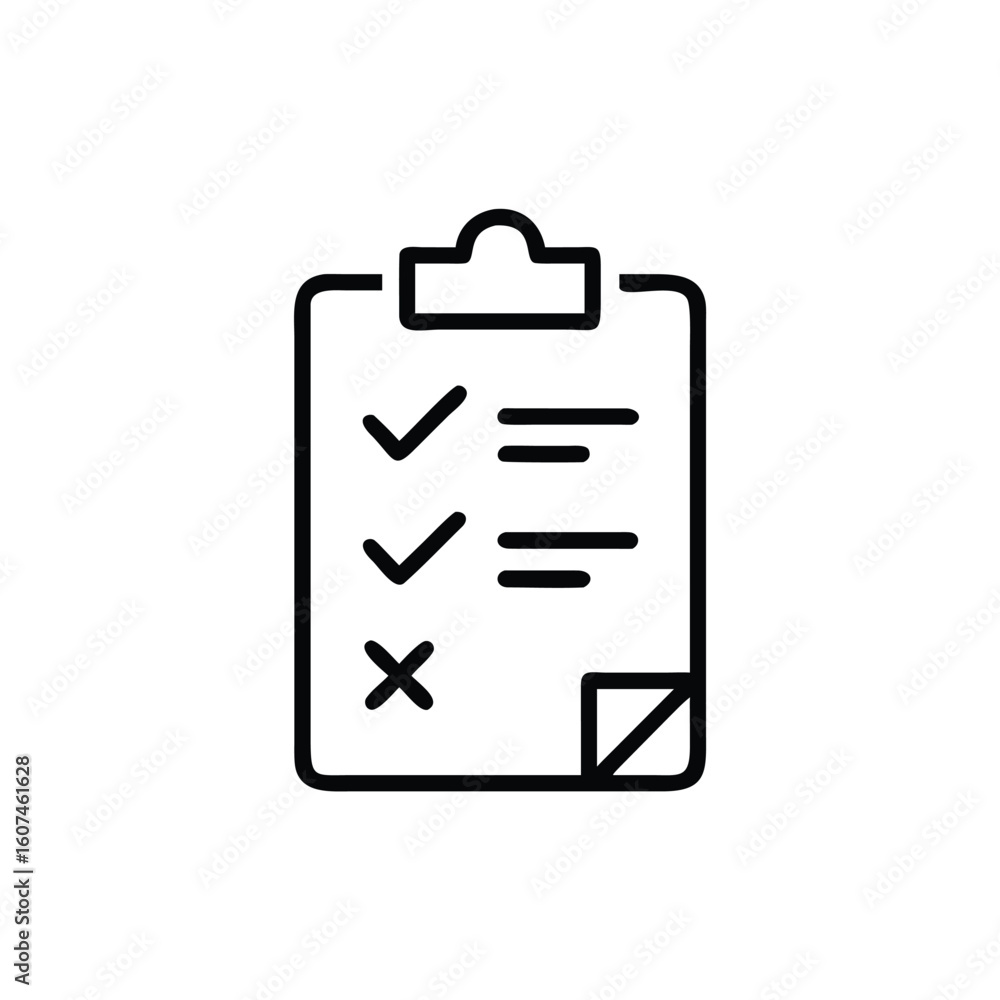 Poster outline checklist icon with checkmarks cross on vector