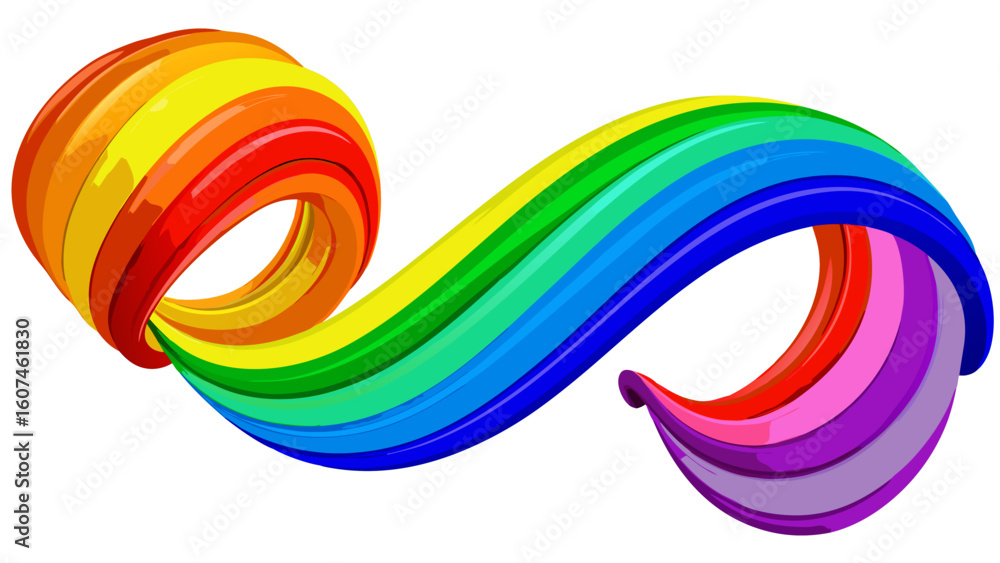 Poster colorful rainbow wave with swirl effect on both ends against a plain white background image design c