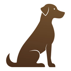 Brown Silhouette of a Sitting Dog in Profile View