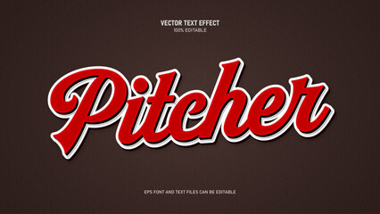 Pitcher Retro vintage text style text effect