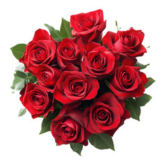 Obraz premium A vibrant red rose bouquet isolated on a clean white background, on transparent png background. Ai generated