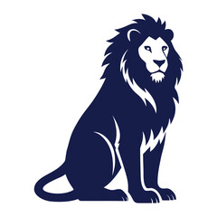 Elegant Silhouette of a Sitting Lion Illustration