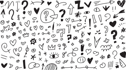 Obraz premium Doodle Elements Vector Set Hand Drawn Sketchy Symbols and Shapes Art