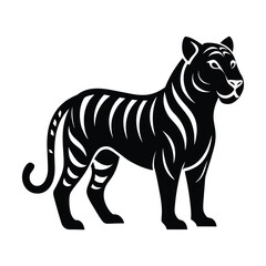 Black Silhouette of a Tiger with Stripes