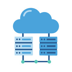 Flat design cloud computing data server network illustration