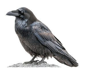 Fototapeta premium Majestic raven observing its surroundings forest habitat nature wildlife isolated on transparent background