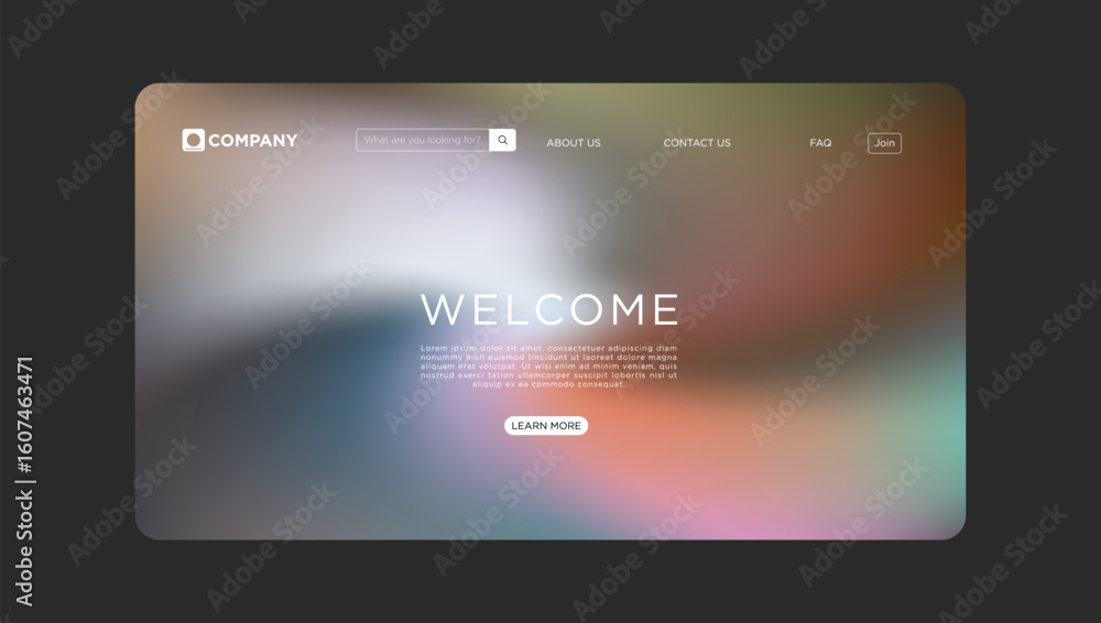 Poster professional website landing page design with soft colors and welcoming message for your company