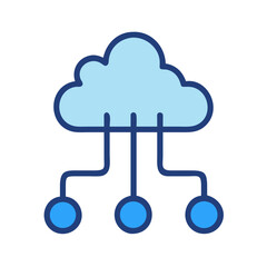 Stylized blue cloud connecting to three data points