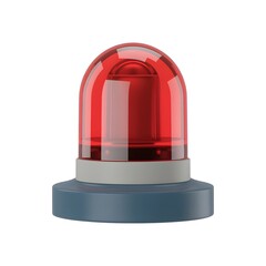 Red emergency beacon light with gray base isolated on white background
