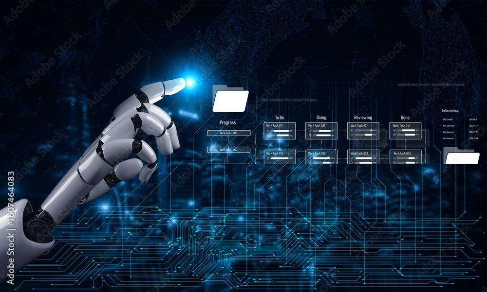 Poster ai analyzing task progress, reviewing workflow pipeline, updating task stages, and improving project