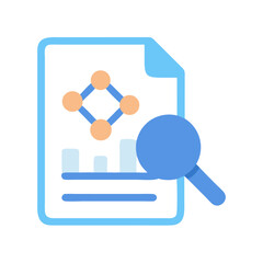Data analysis document with magnifying glass illustration