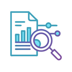 Analyzing business data with document and magnifying glass