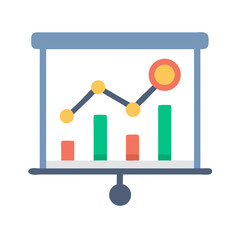 Presentation screen showcasing financial data and growth chart
