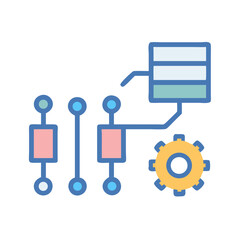 Flat design diagram of database processing concept