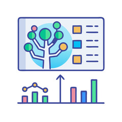 Infographic display of digital data analysis with line chart