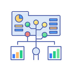 Data mapping and organization for business analytics concept icon