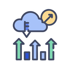 Cloud computing with upward trend showing business data analysis