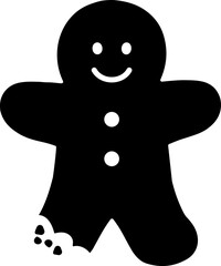 Gingerbread man cookies with bites taken off silhouette.
Bitten gingerbread man silhouette vector.
Holiday gingerbread man cookie.
Transparent background. svg.