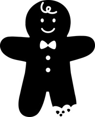 Gingerbread man cookies with bites taken off silhouette.
Bitten gingerbread man silhouette vector.
Holiday gingerbread man cookie.
Transparent background. svg.