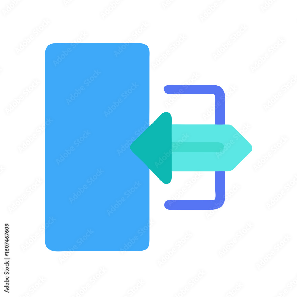 Poster stylized exit icon with arrow in flat design style