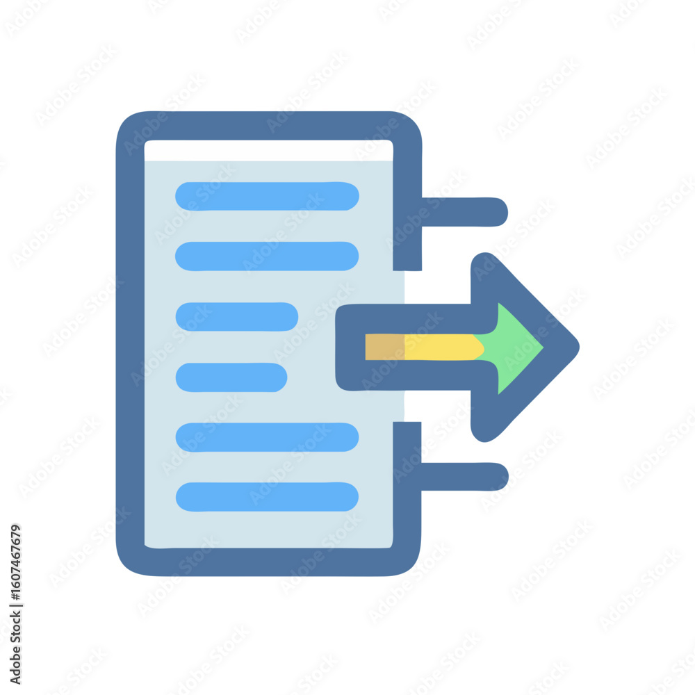 Poster data export icon indicating file transfer and document movement