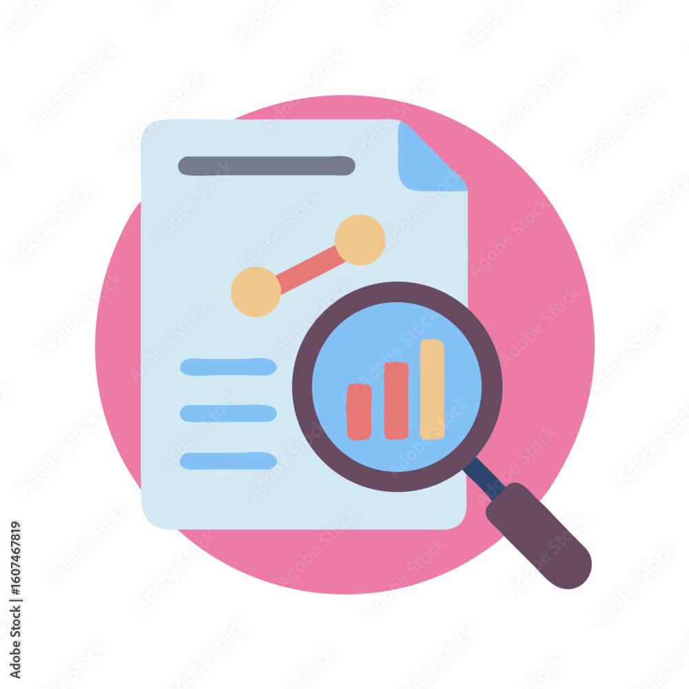Poster data analysis report under investigation concept flat vector